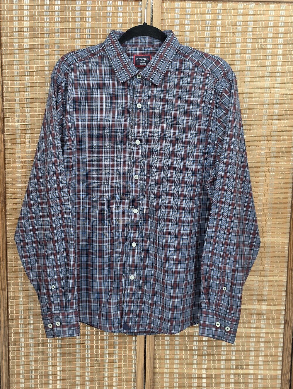 UnTuckit Macallan Blue and Red Plaid Button Up Shirt Size Large